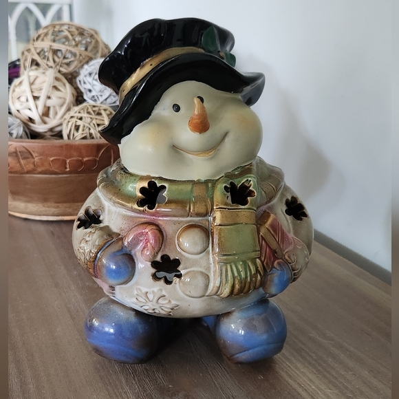 ⛄ Kirkland’s Bohemian Ceramic Snowman Votive Candle Holder, Christmas Decor - Picture 5 of 12